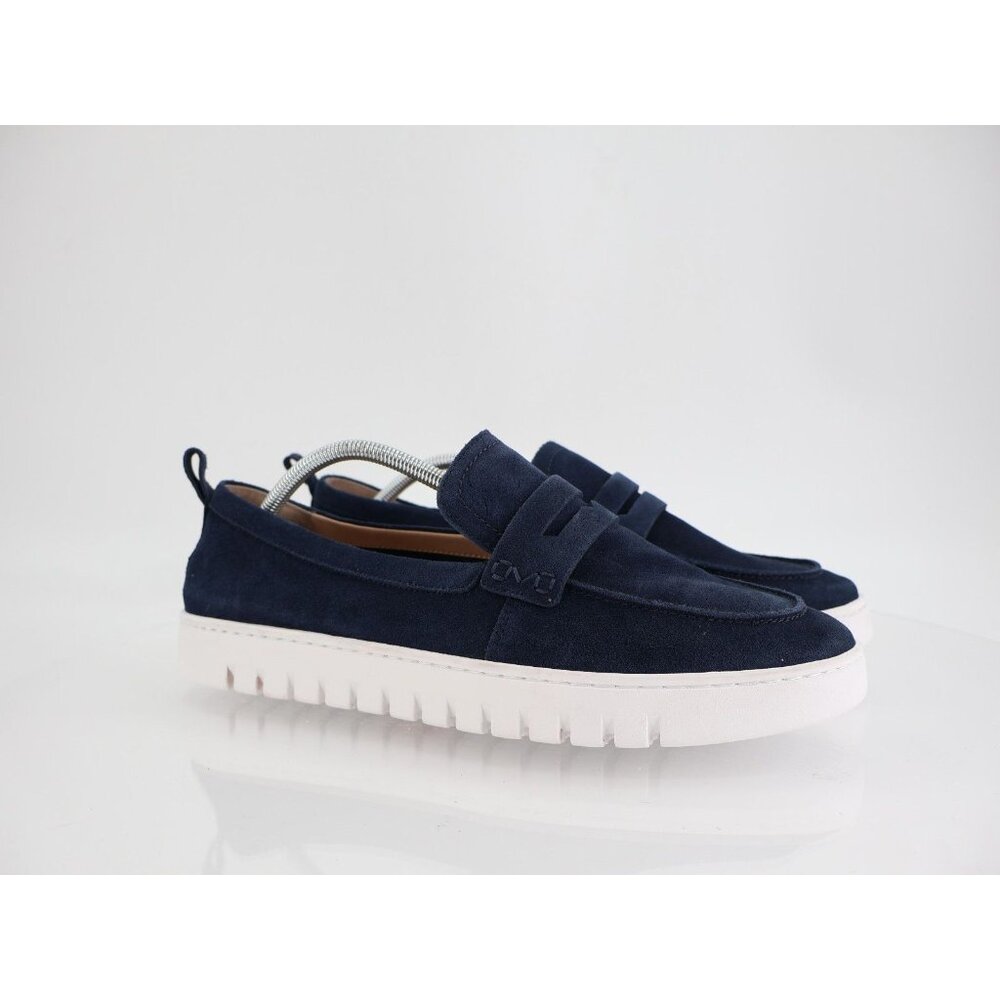 Vionic Dark Blue Suede Loafers with White Sole